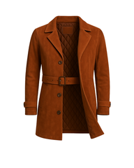 Sienna Muse ¾ Suede Trench Coat Rust Brown