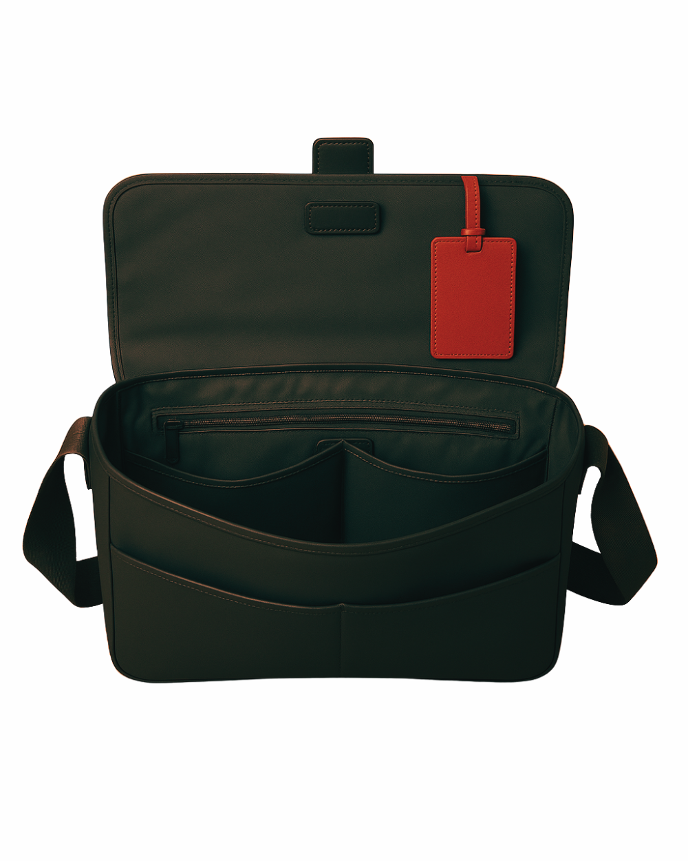 Urban Command Black Leather Messenger Bag