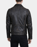 Men’s Biker Leather Jacket with Dual Zip Hook – Paradox Rub Off – product view 2