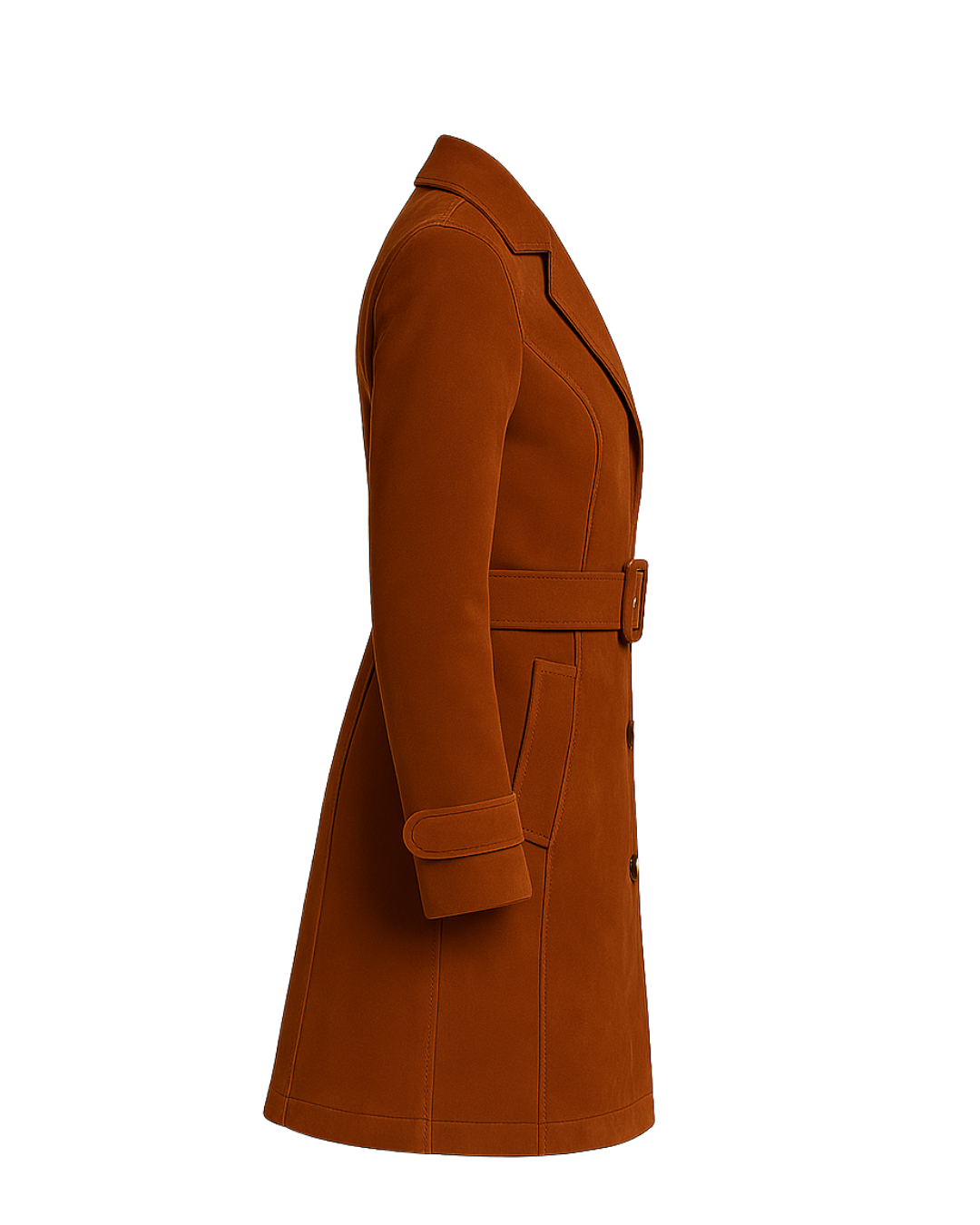 Sienna Muse ¾ Suede Trench Coat Rust Brown