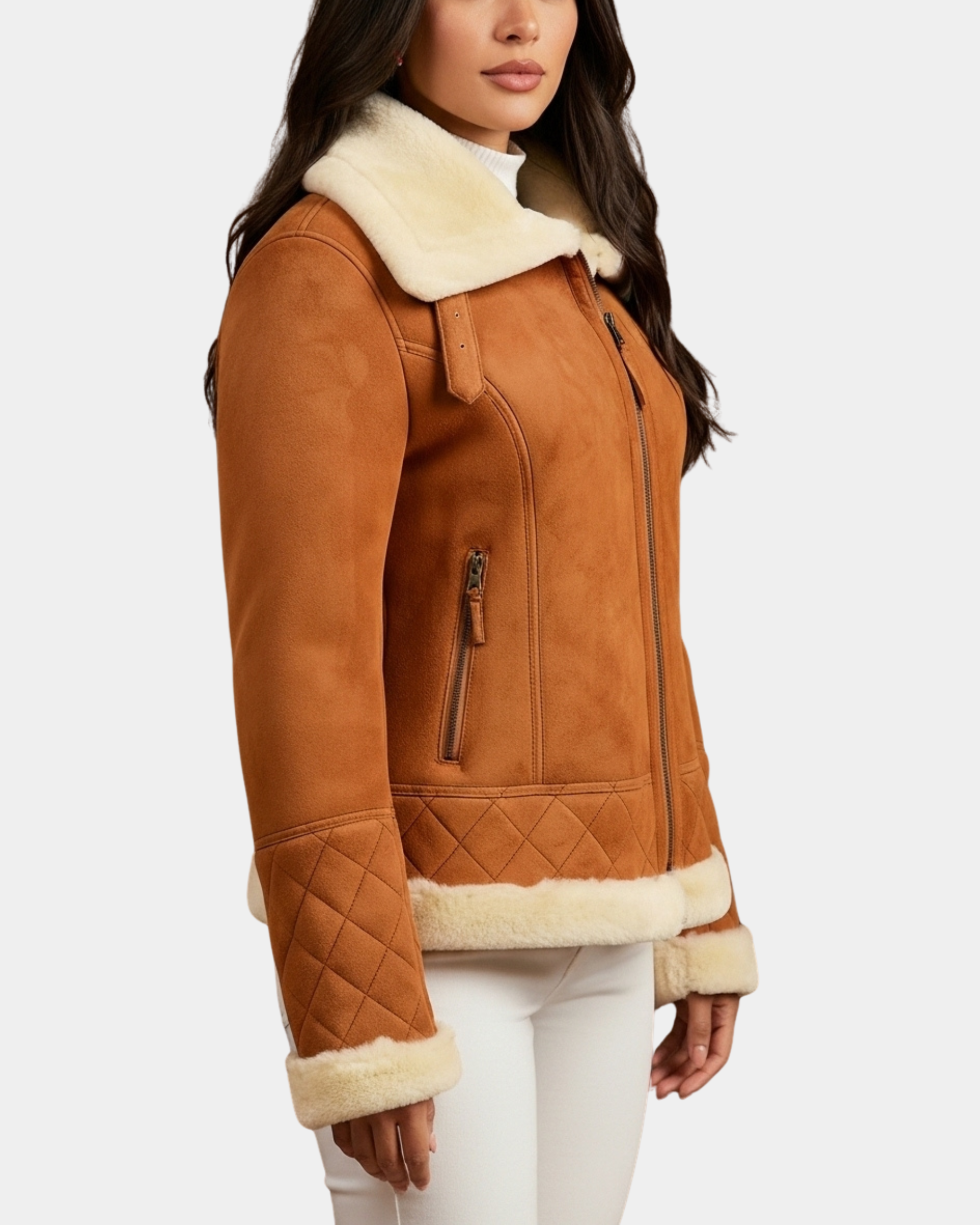 Women’s Merino Sheepskin Aviator Jacket in Dynamo Tan
