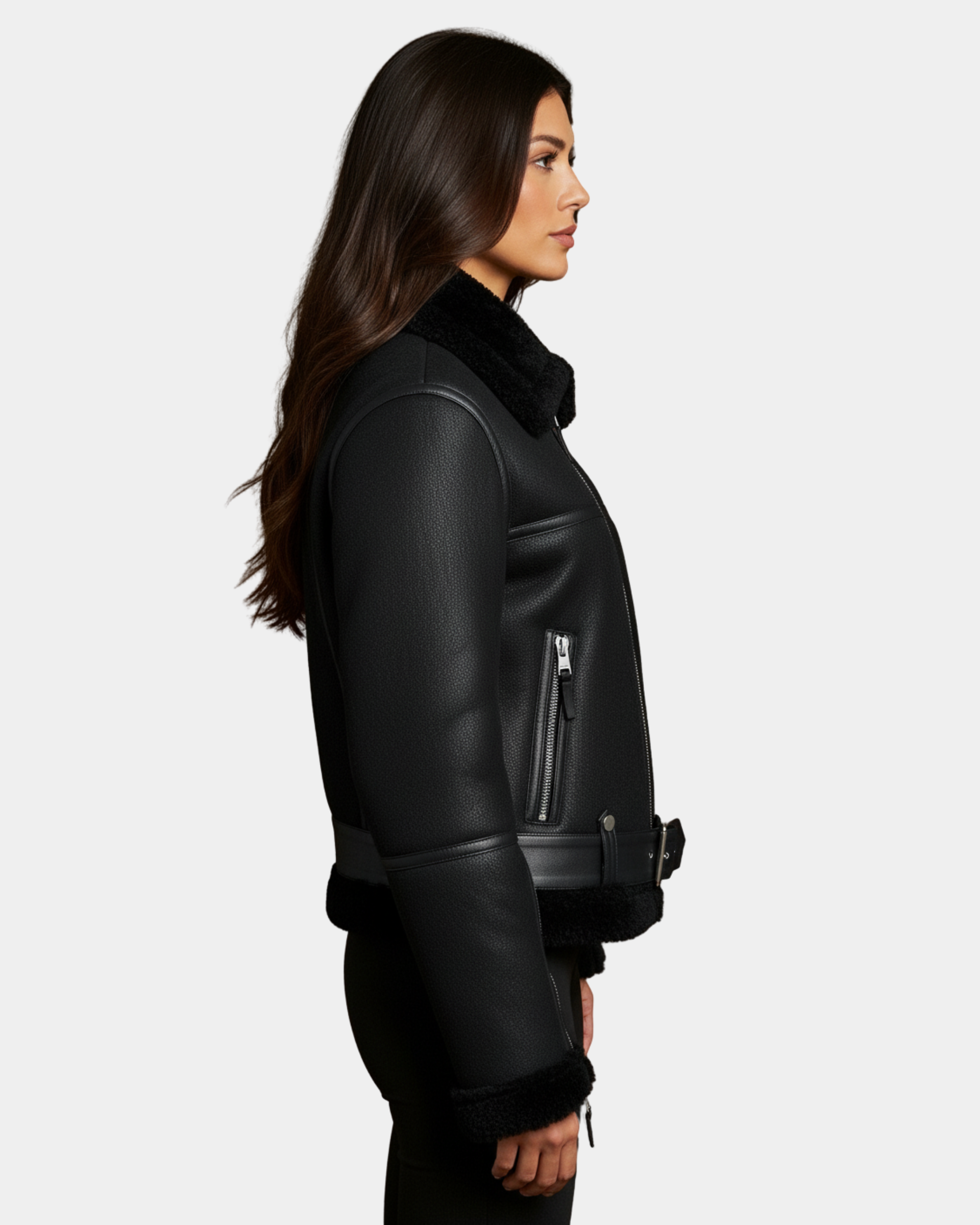 Women’s Sheepskin Aviator RAF Pilot Jacket  Nova Black