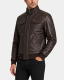 Men’s Leather Bomber Flight Jacket – Tom Zenith Brown