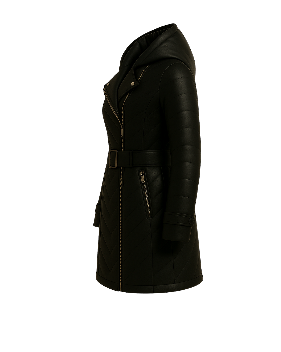 Noir Ember ¾ Leather Puffer Leather Coat Nova Black