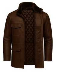 Men’s Shearling Lined Leather Field Coat
