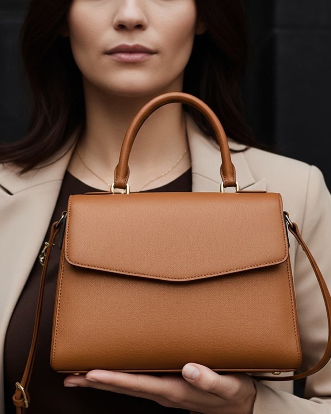 Cognac Women’s Leather Satchel Handbag