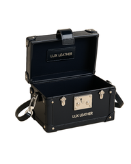 Dark Shiny Blue Gloss Trunk Leather Bag