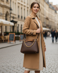 Chain Grace Hobo Matte Coffee Brown Leather Bag