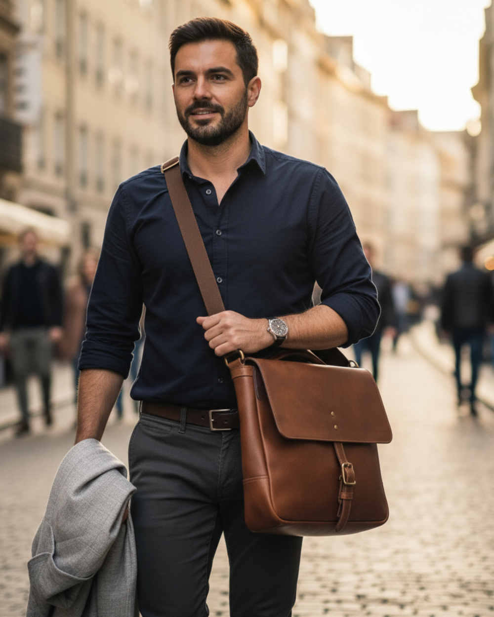 Heritage Tan Leather Messenger Bag
