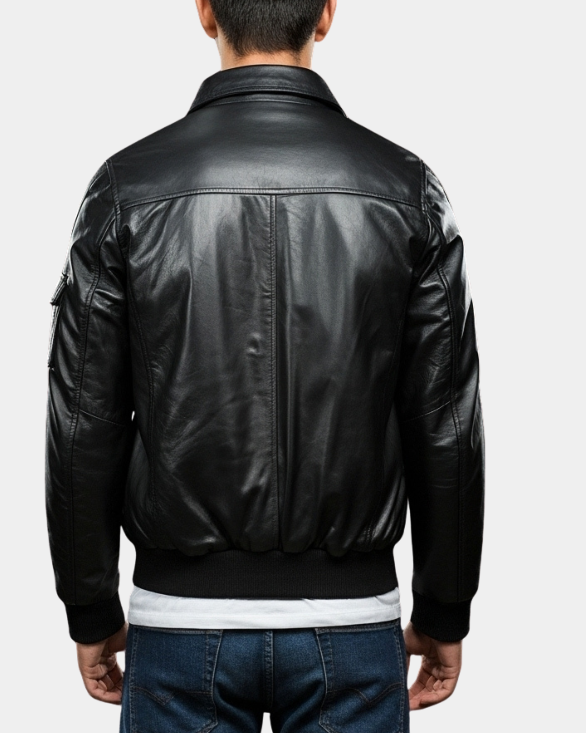 Men's Leather Bomber Jacket with Hoodie Bronx Nova Black