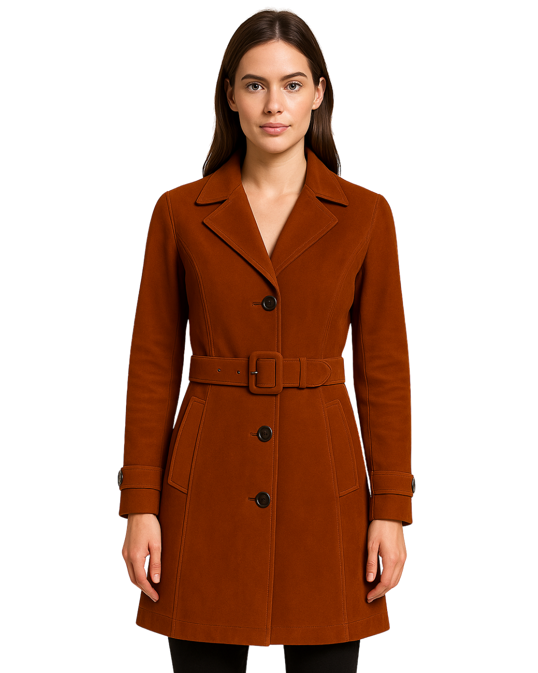 Sienna Muse ¾ Suede Trench Coat Rust Brown