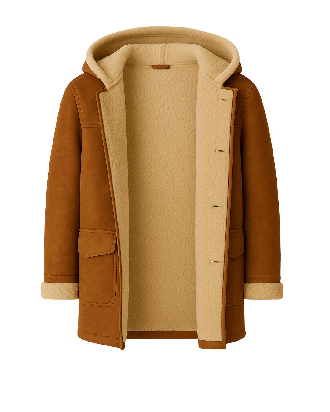 Saddlebrook Men’s Shearling Hooded Duffle Coat