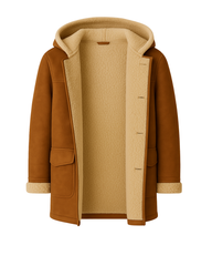 Saddlebrook Men’s Shearling Hooded Duffle Coat