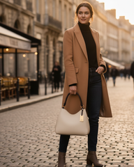 Luna Cream Crescent Shoulder Women Leather Bag