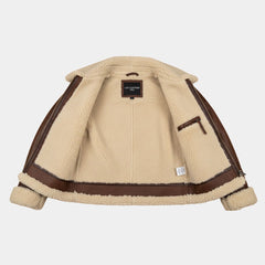 Brown Shearling Leather Aviator Jacket for Women
