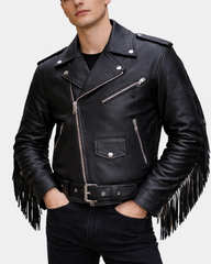 Men's biker brando leather jacket for men nova black
