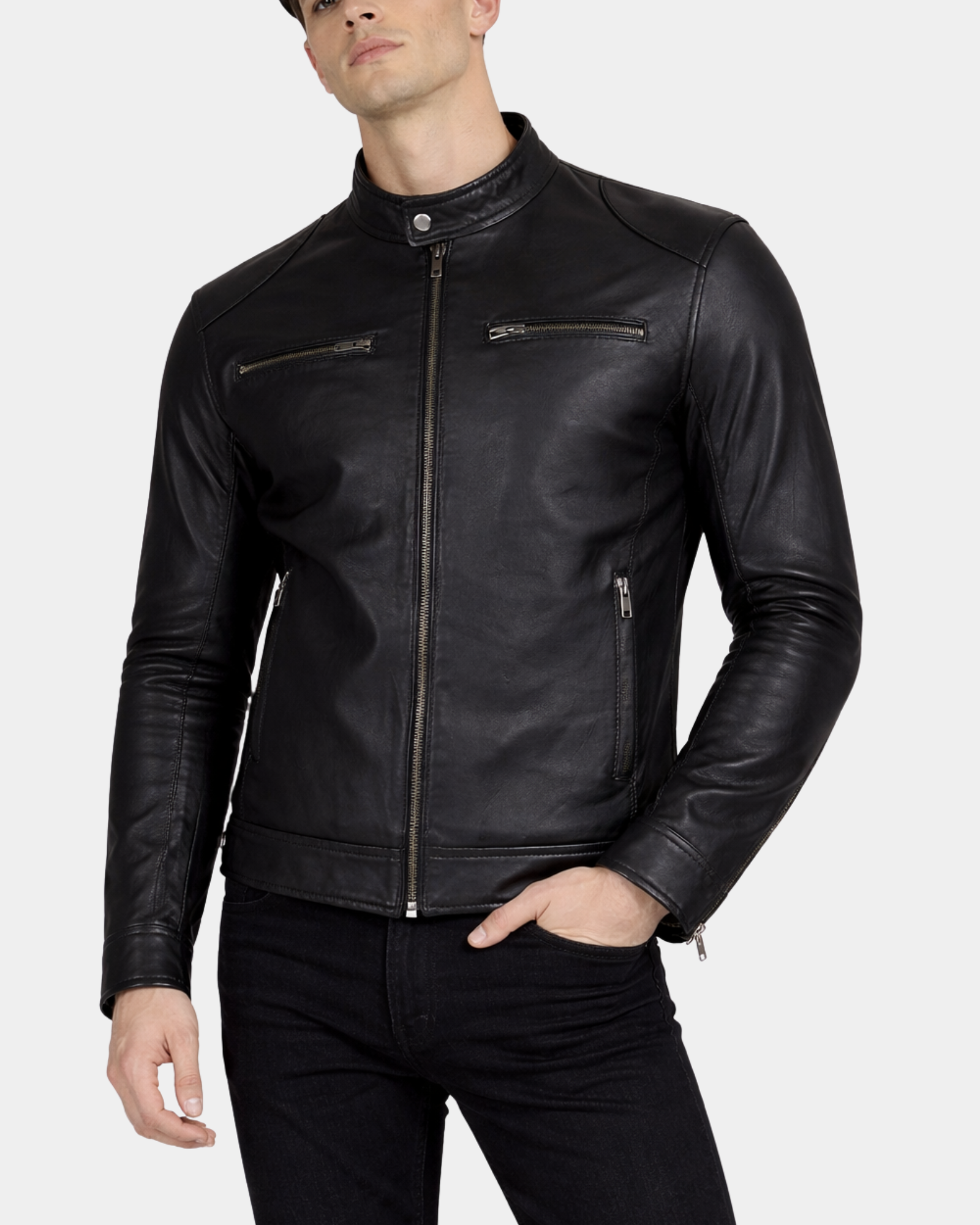 Men's Biker Soft Casual Leather Jacket Nova Black