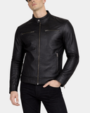 Men’s Biker Soft Casual Leather Jacket – Nova Black – product view 3