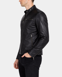 Men’s Biker Soft Casual Leather Jacket – Nova Black – product view 4