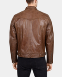 Men’s Biker Soft Casual Leather Jacket – Zenith Brown – product view 2