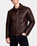 Men’s Leather Zip-Front Harrington Jacket James – Zenith Brown – product view 1