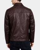 Men’s Leather Zip-Front Harrington Jacket James – Zenith Brown – product view 2