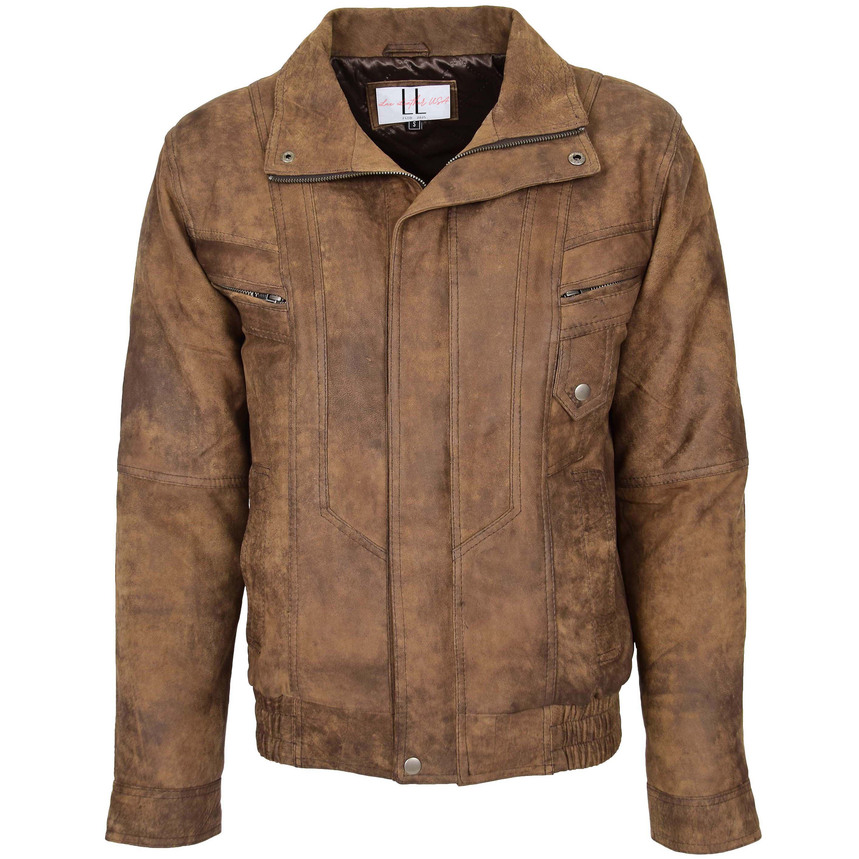 Men’s Vintage Brown Distressed Leather Jacket – Lux Leather USA