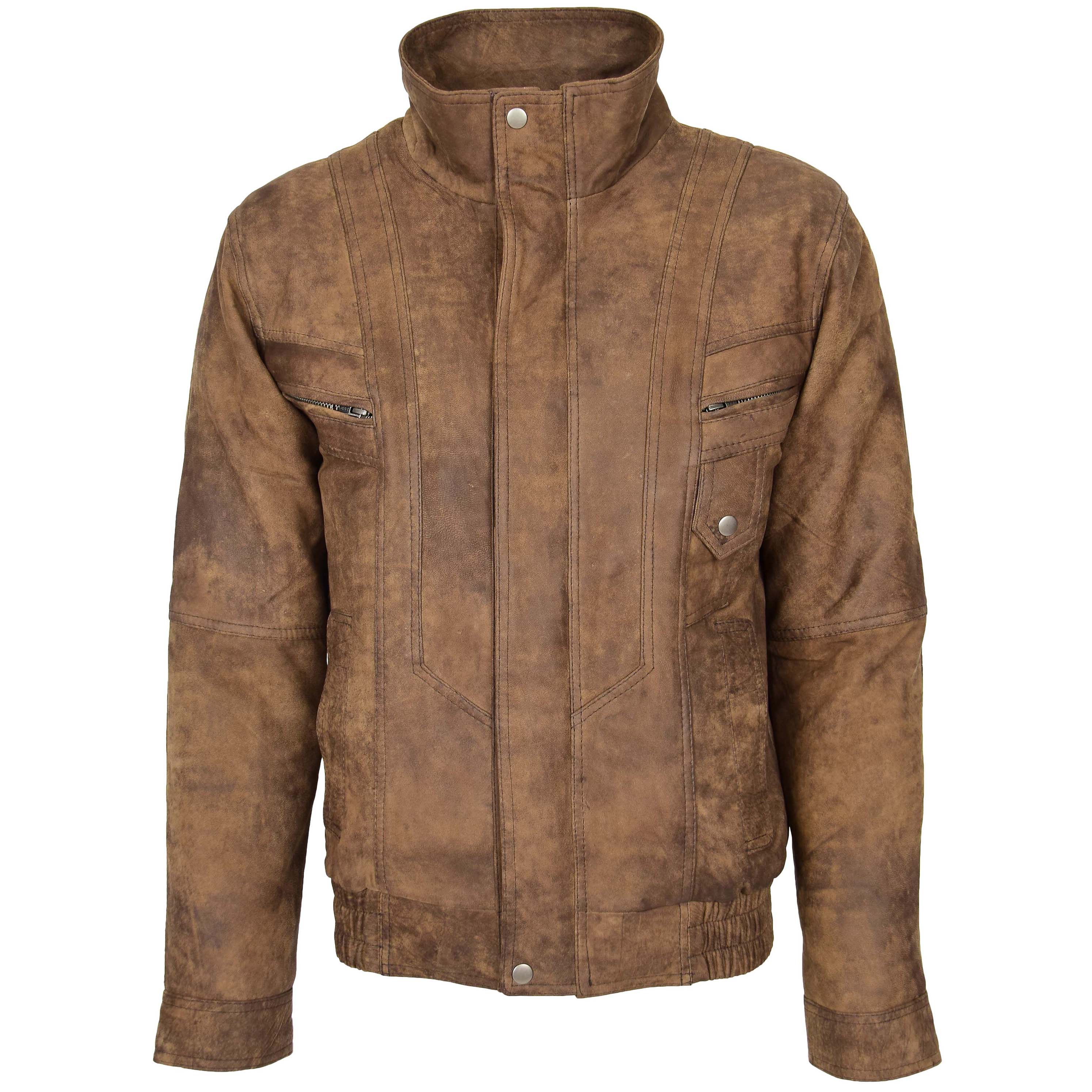 Men’s Vintage Brown Distressed Leather Jacket – Lux Leather USA
