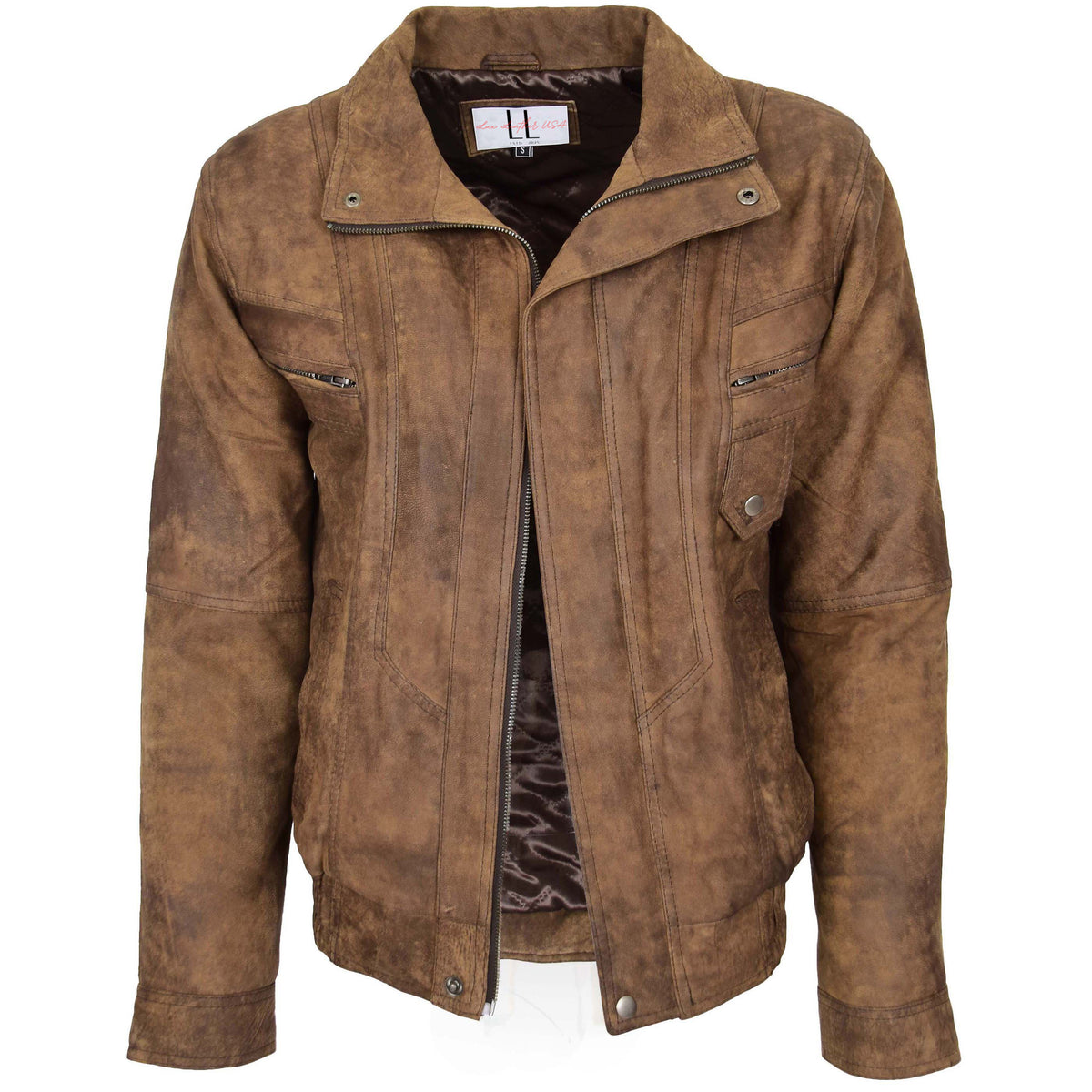 Men’s Vintage Brown Distressed Leather Jacket – Lux Leather USA