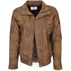 Men’s Vintage Brown Distressed Leather Jacket – Lux Leather USA