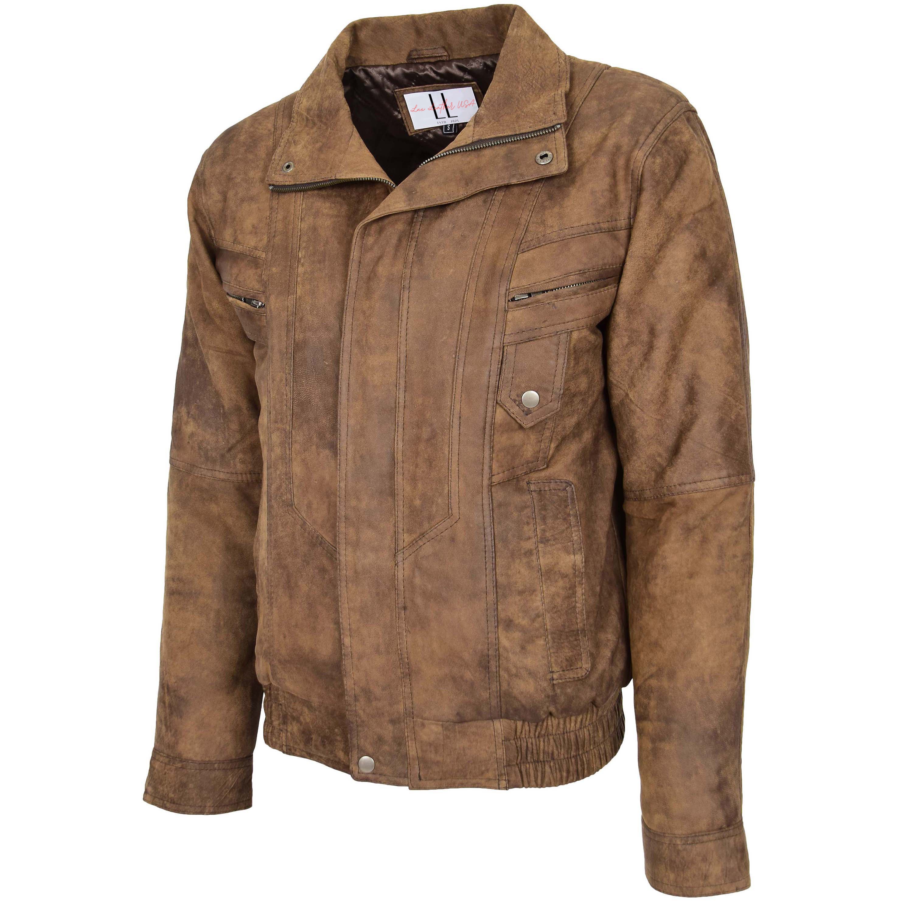 Men’s Vintage Brown Distressed Leather Jacket – Lux Leather USA