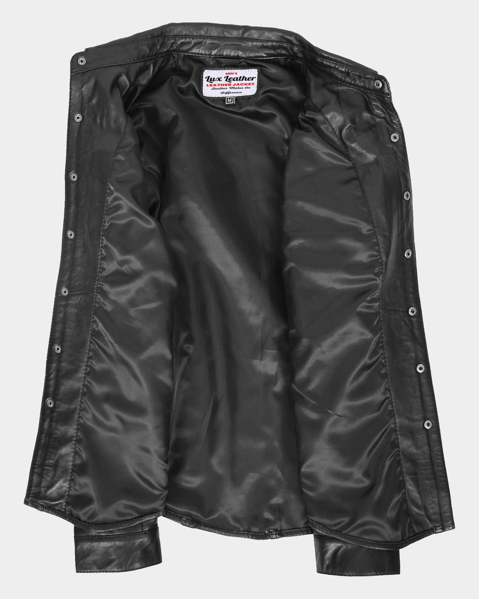 Men's Leather Shirt Classic Trucker Style Oliver Nova Black