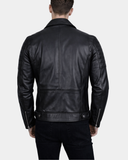Men’s Biker Leather Jacket Single Zip Hook – Nova Black – product view 2