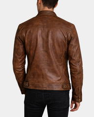 Men's Cafe Racer Leather Jacket Zenith Brown