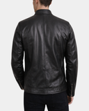 Men’s Casual Biker Leather Jacket – Jaime Black – product view 2