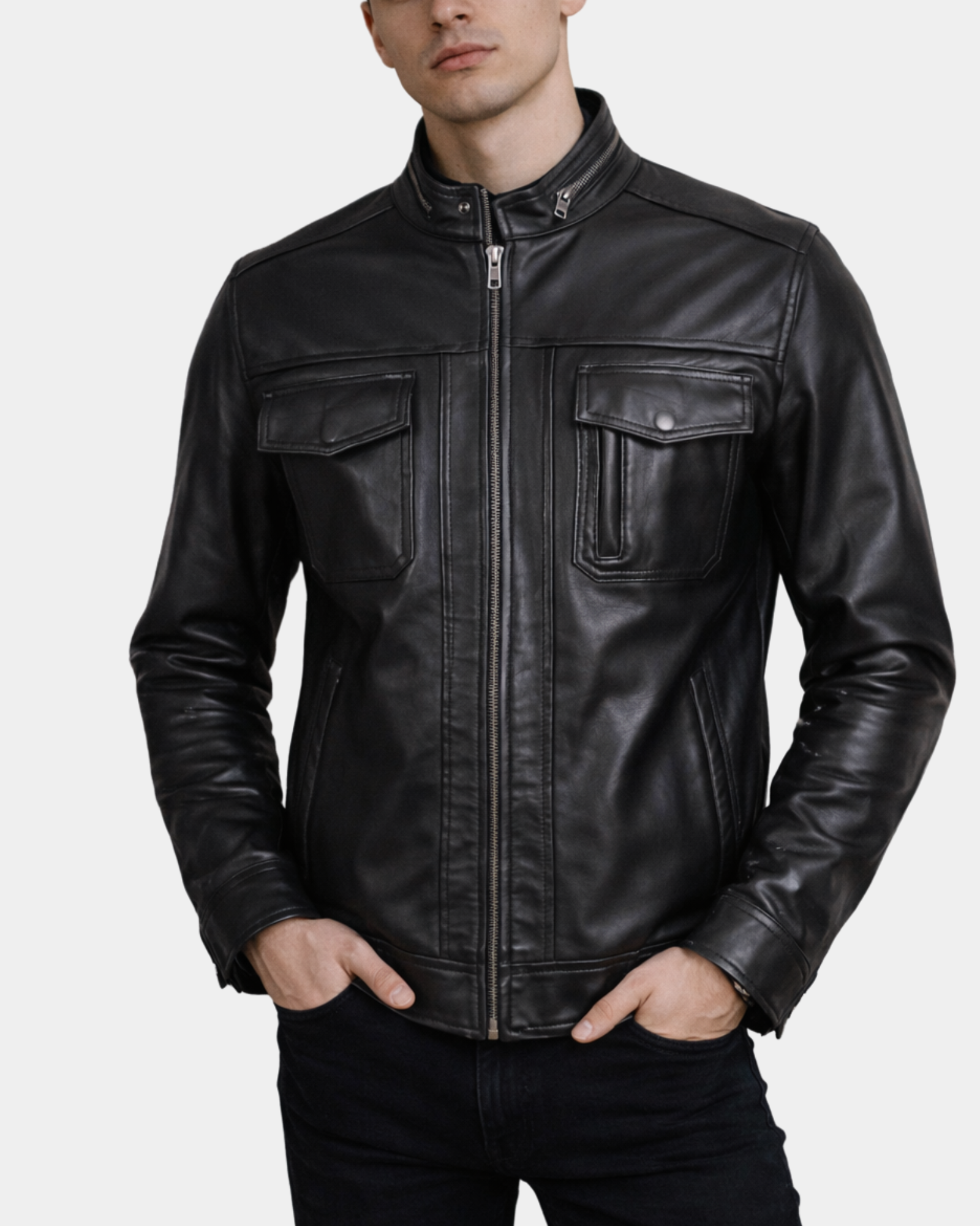 Men's Casual Biker Leather Jacket Jaime Black