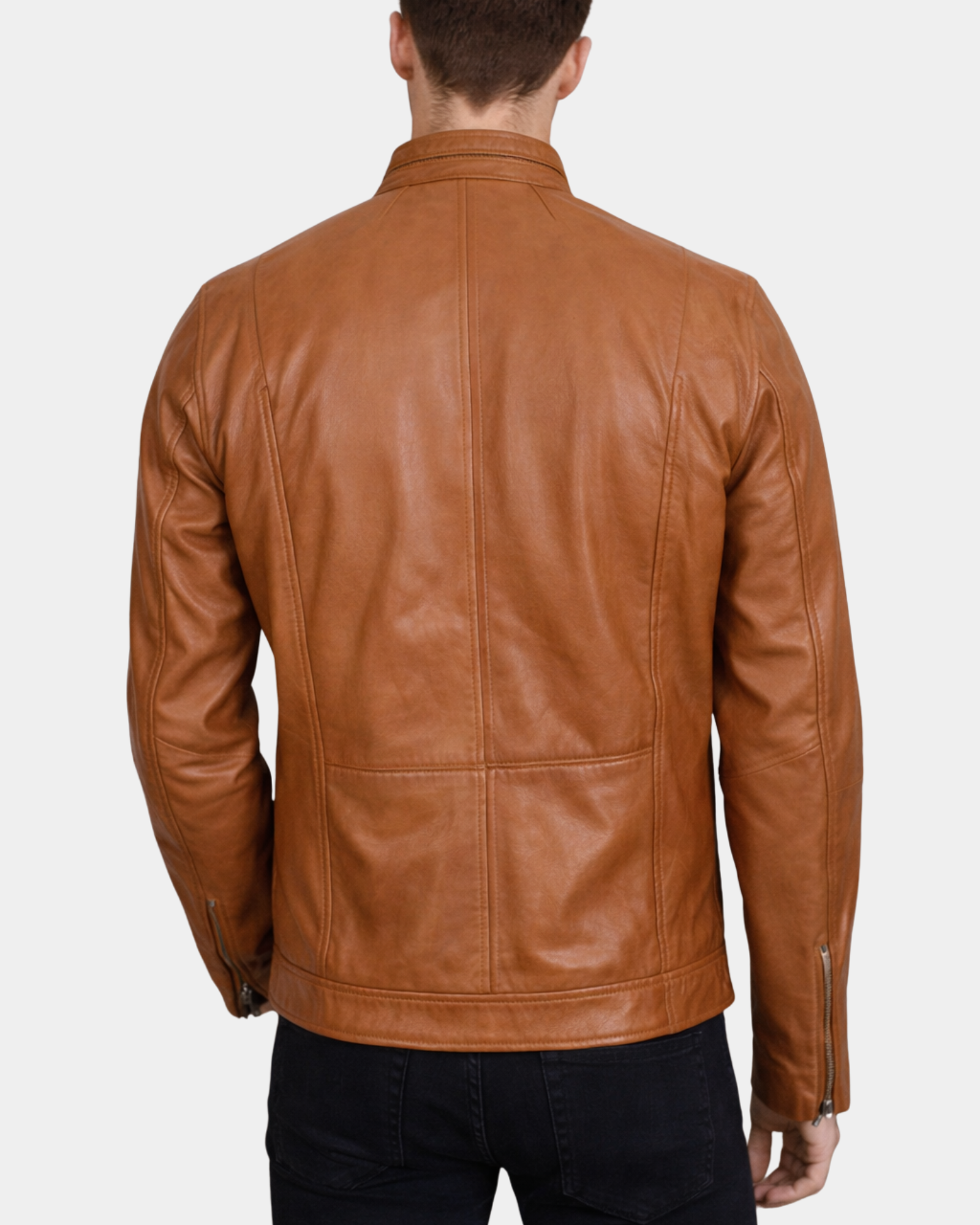Men's Casual Biker Leather Jacket Jaime Dynamo Tan