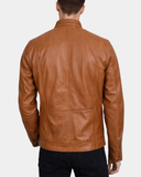 Men’s Casual Biker Leather Jacket Jaime – Dynamo Tan – product view 2