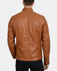 Men's Casual Biker Leather Jacket Jaime Dynamo Tan