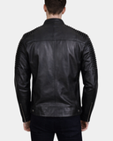 Men’s Casual Soft Leather Biker Jacket Nelson – Nova Black – product view 2