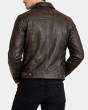 Men’s Leather Lee Rider Casual Two-Tone Jacket Terry – Nova Black – product view 2