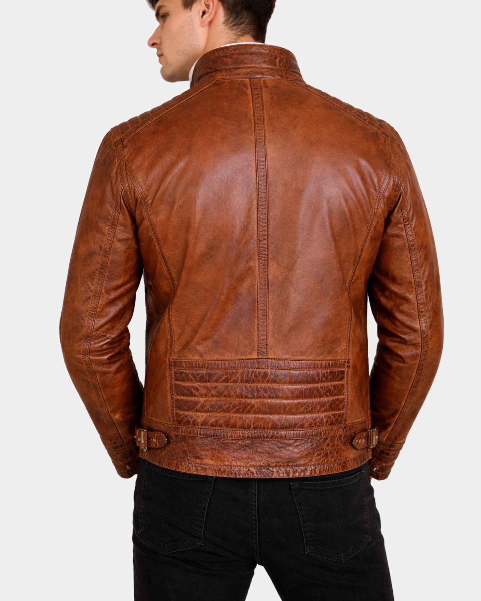 Men's Real Leather Sherpa Lined Jacket Alfie Zenith Brown