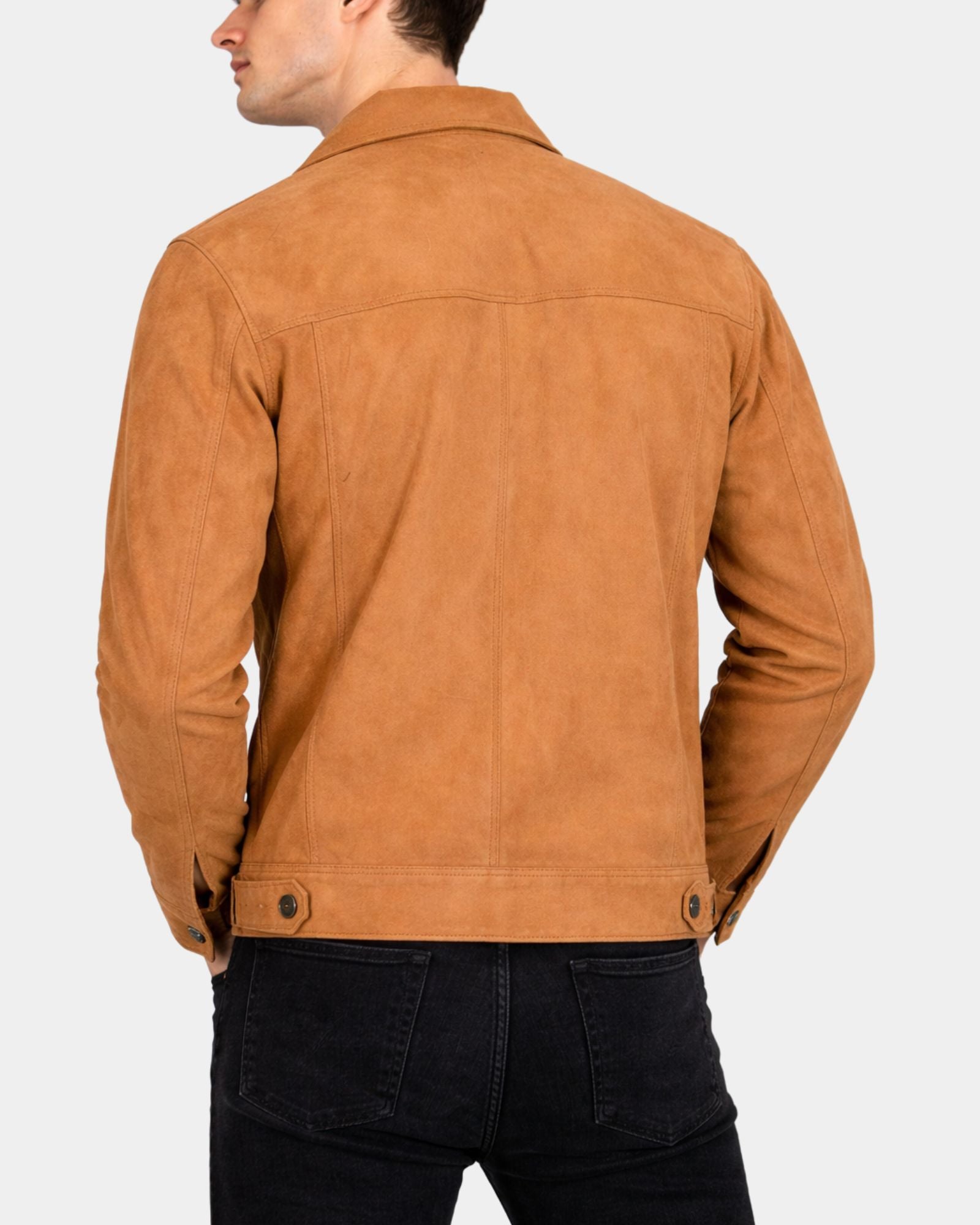 Men's Real Suede Casual Harrington Jacket Larry Dynamo Tan