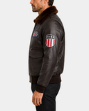 Arthur Zenith Brown leather bomber side view