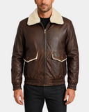 Cooper Zenith Brown G-1 aviator leather bomber front closed