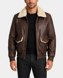 Cooper Zenith Brown G-1 aviator leather bomber front open