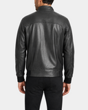 Men's Real Leather Bomber Jacket Raglan Shoulder Francis Nova Black back view