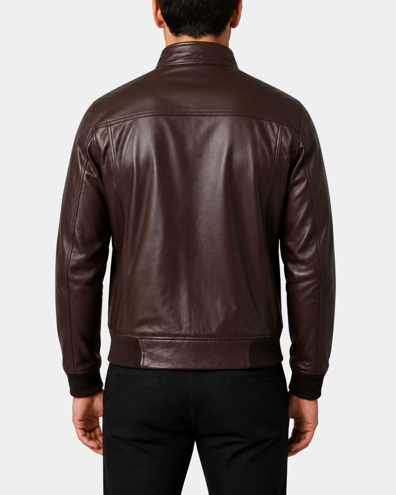 Men's Real Leather Bomber Jacket Raglan Shoulder Francis Zenith Brown back view