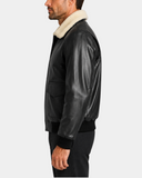 Jarrod Nova Black G-1 aviator leather bomber side view