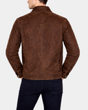 Men's Larry Zenith Brown real suede Harrington jacket back view